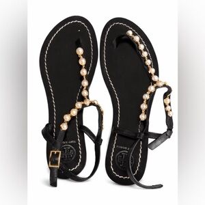 Gently used Tory Burch Emmy pearl thong sandals size 7
